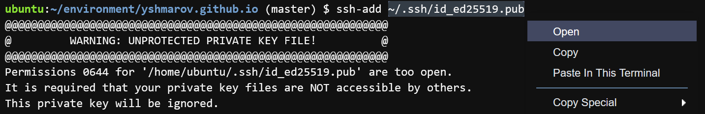 3 open generated ssh key