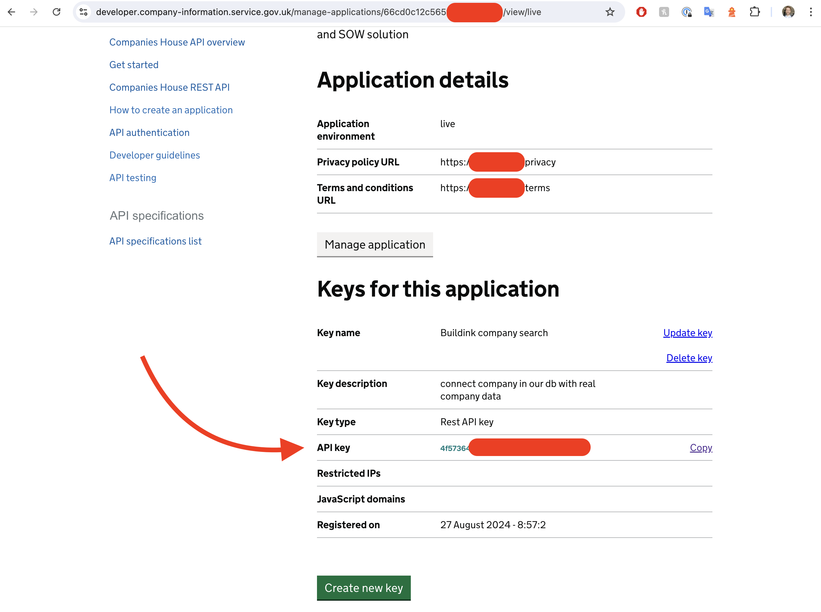 UK company search - get API key